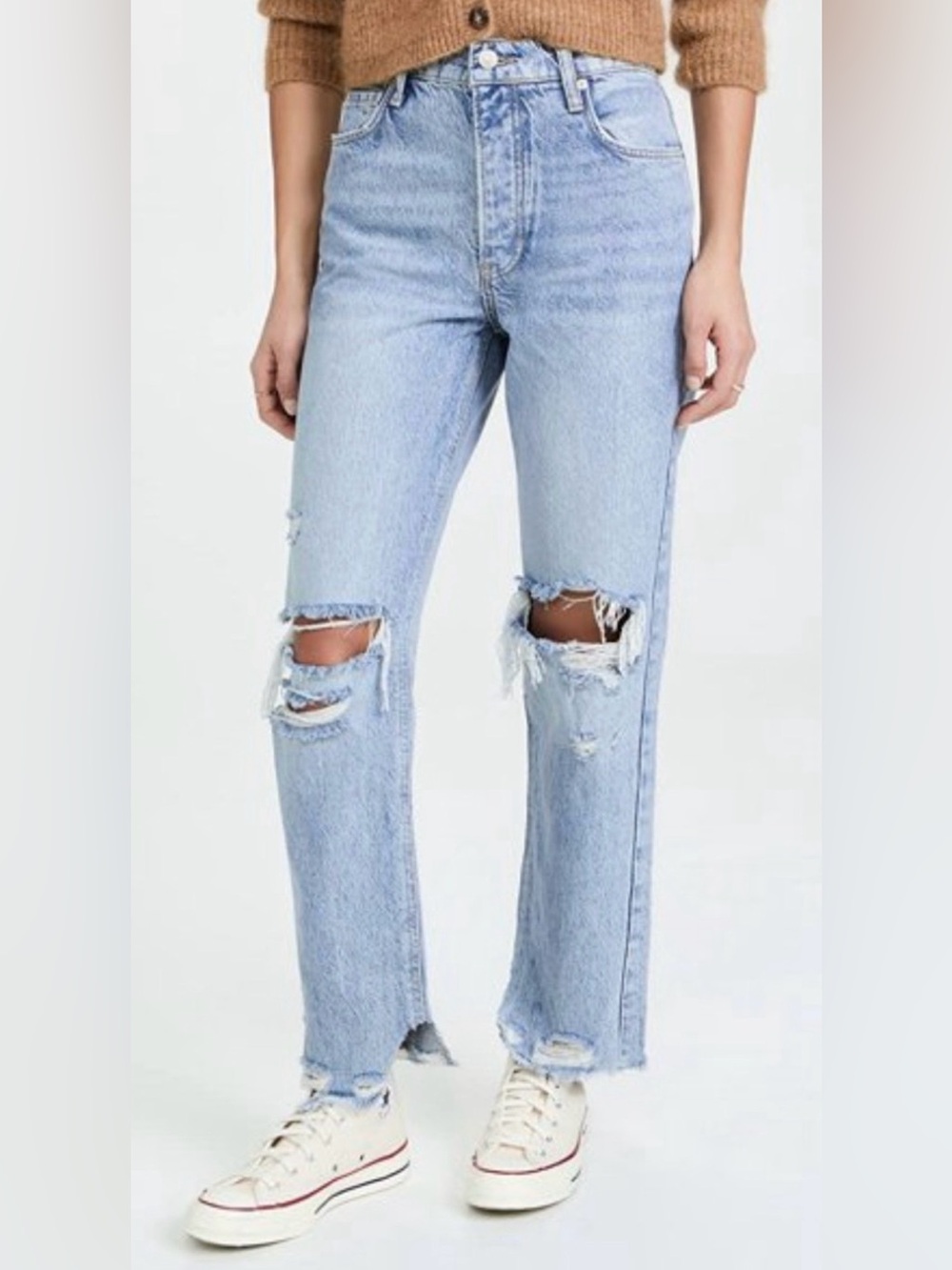 FREE PEOPLE WE THE FREE DISTRESSED TAPERED BAGGY BOYFRIEND JEANS OB1299887 SZ 25